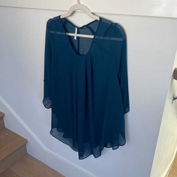 Sheer Navy Blue High Low Shrug Blouse | Poshmark - Picture 2 of 10